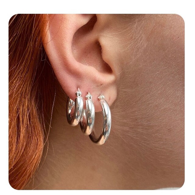 Sterling silver chunky earrings discount