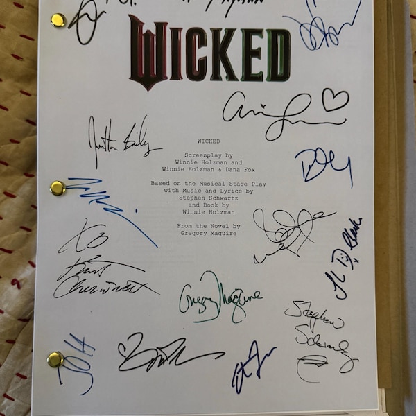 Wicked Short Script Wicked Movie 2024 Script Signed Script Cynthia Erivo, Ariana Grande ...