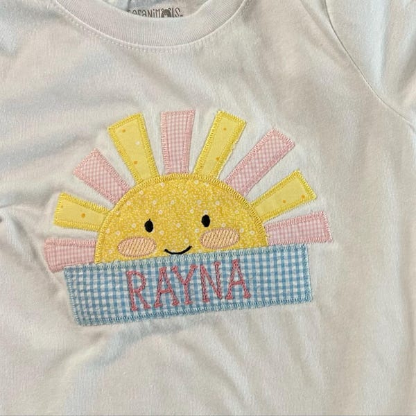 Sun Applique Design With Rays and Name Box for Personalization - Sun ...