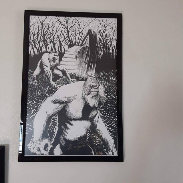 Bigfoot Dogman Slenderman Forest 11x17 SIGNED Pop Art Wall