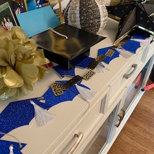 Royal Blue and White Graduation Party Decorations, Graduation Banner