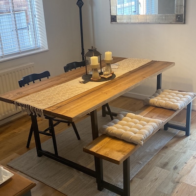 Breakfast Bar Worktop Kitchen Table Stool Solid Wood Set Industrial ...