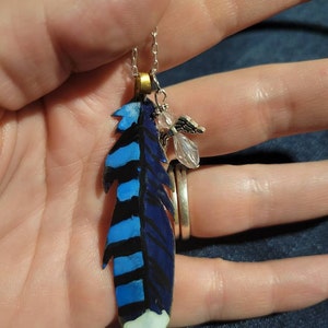 Blue jay feather necklace best sale