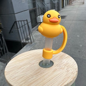 Rubber ducky straw topper yellow fits Stanley