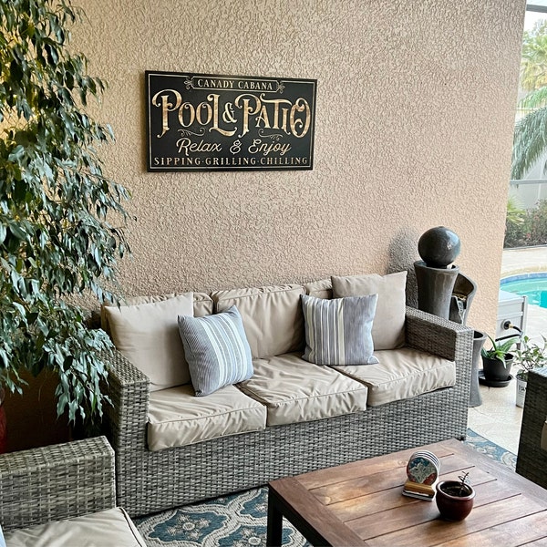 Personalized Pool and Patio Sign - Custom Family Name, Outdoor Metal ...