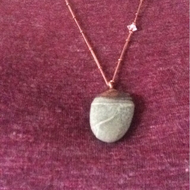 Beach Pebble Necklace | Raw Stone Necklace | Beach Stone