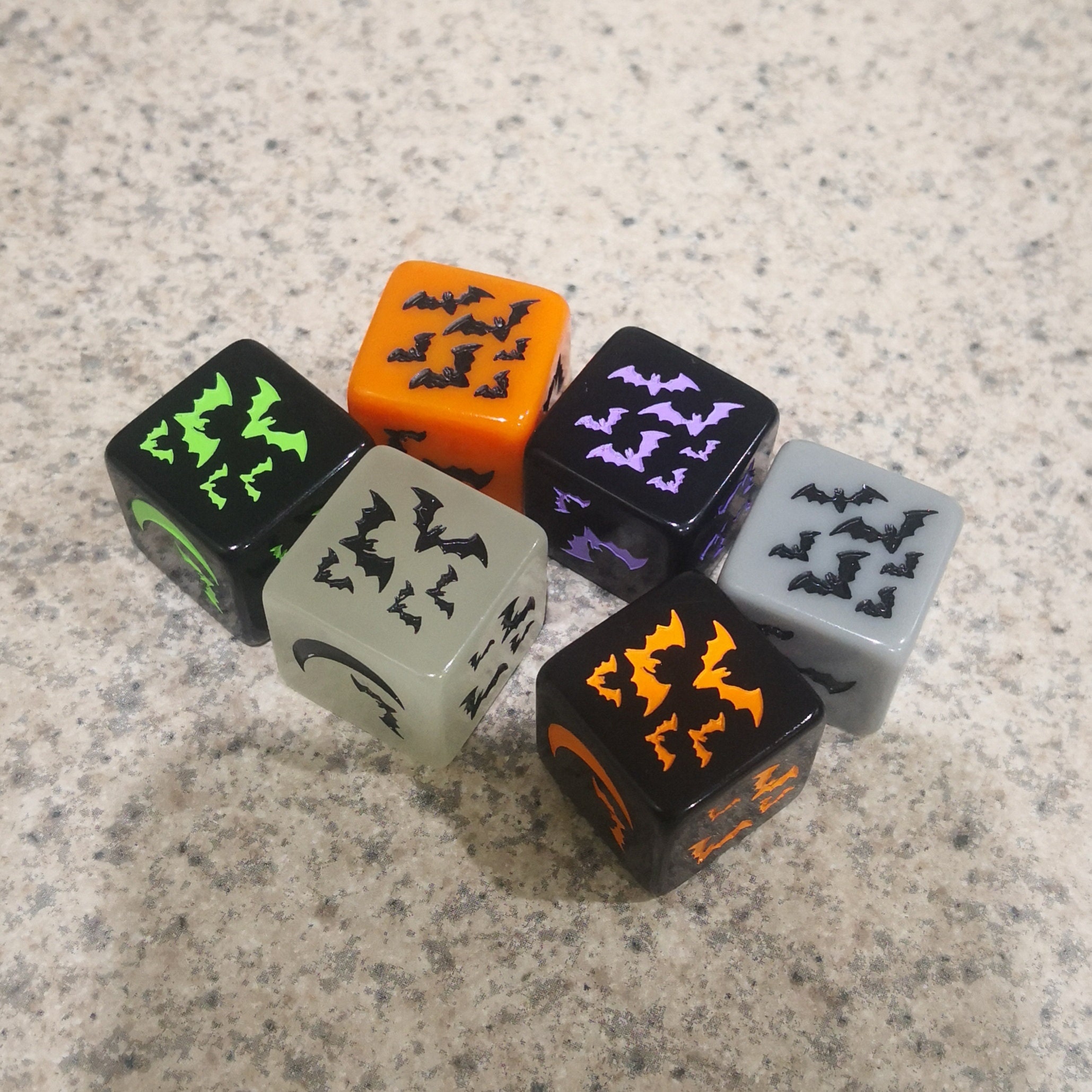 Bat Dice / Set of 2 / D6 - Bats Halloween, Spooky