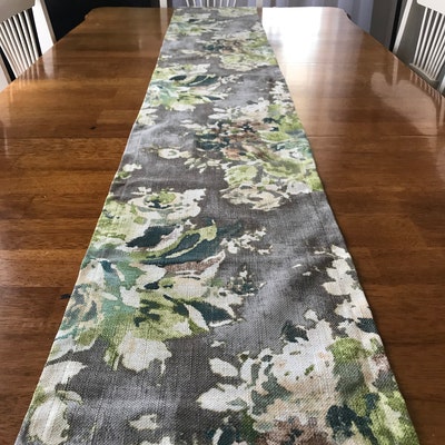 Floral Table Runner Dining Decor Taupe Grey Sage Green Choose Size ...