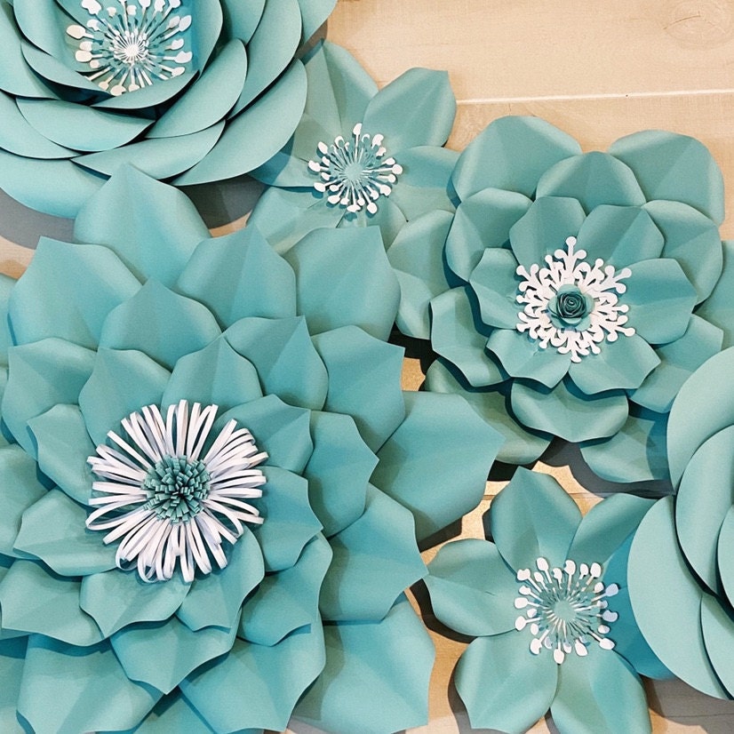 Set 9 SVG Png Dxf 9 different Flat Center for Paper Flowers MACHINE