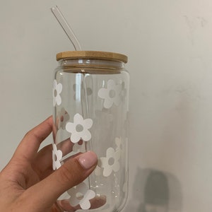 Custom Glass Can Tumbler with Lid & Straw – Achy Smile Shop