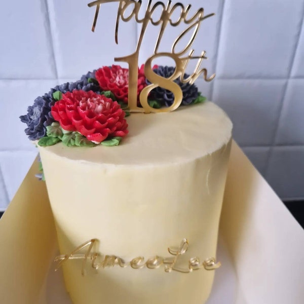 Acrylic Happy 18th Birthday Cake Topper and Name Cake Charm, Gold ...