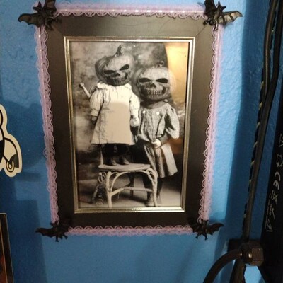 4x6 Vintage Creepy Children Halloween PHOTO Pumpkin Costume Freak Scary ...