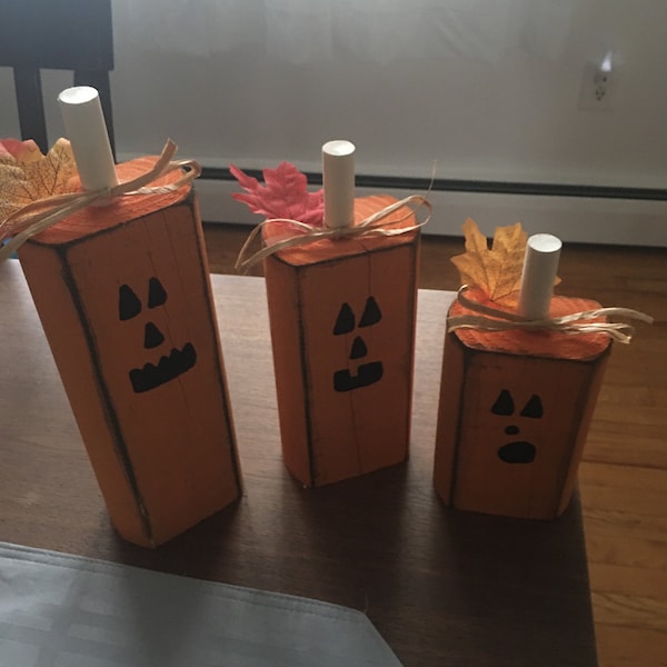 Handmade Wood Pumpkins Gift, Rustic Halloween Decor, Pumpkin Decor ...