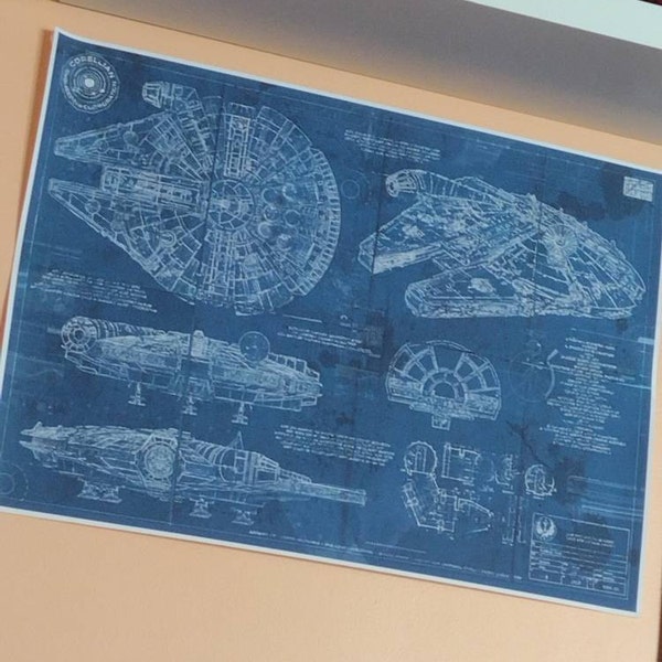 Millennium Falcon Star Wars Poster Blueprint Version 2 (A2 = 420mm*594 ...