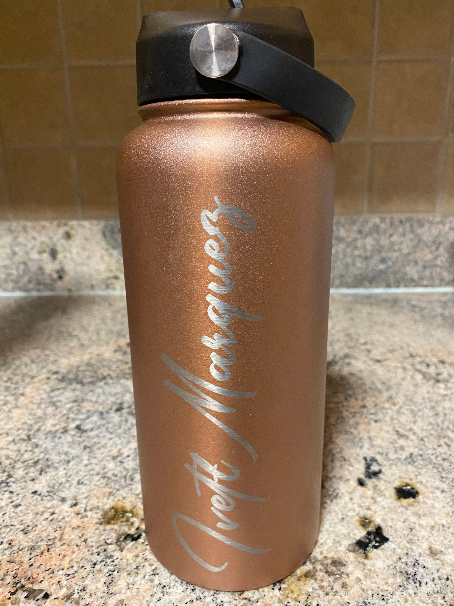 Personalized Water Bottle w/Straw Lid, 32 oz Custom Stainless Steel