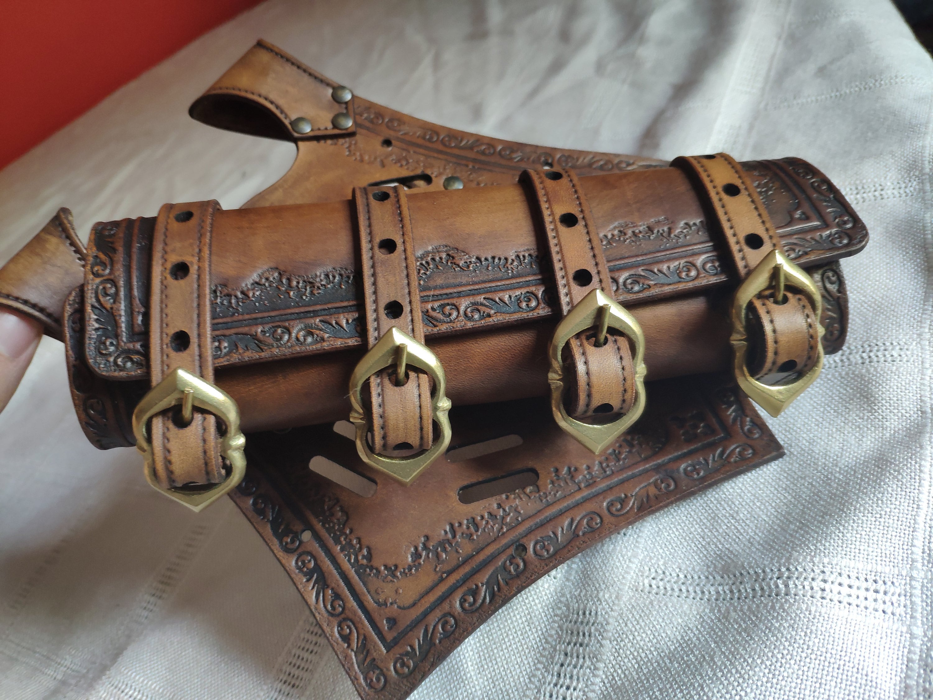 Brown Leather medieval scabbard. Sword scabbard for larp or cosplay