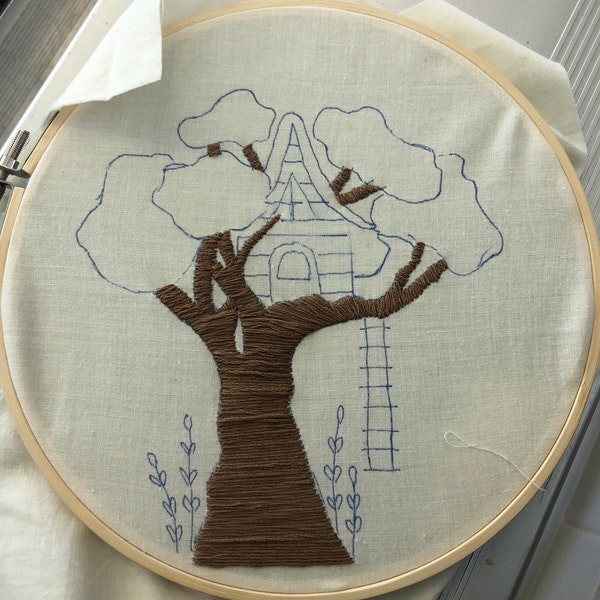 View of PDF Pattern, Treehouse, Embroidery Pattern, Woodland Design, Forest ...