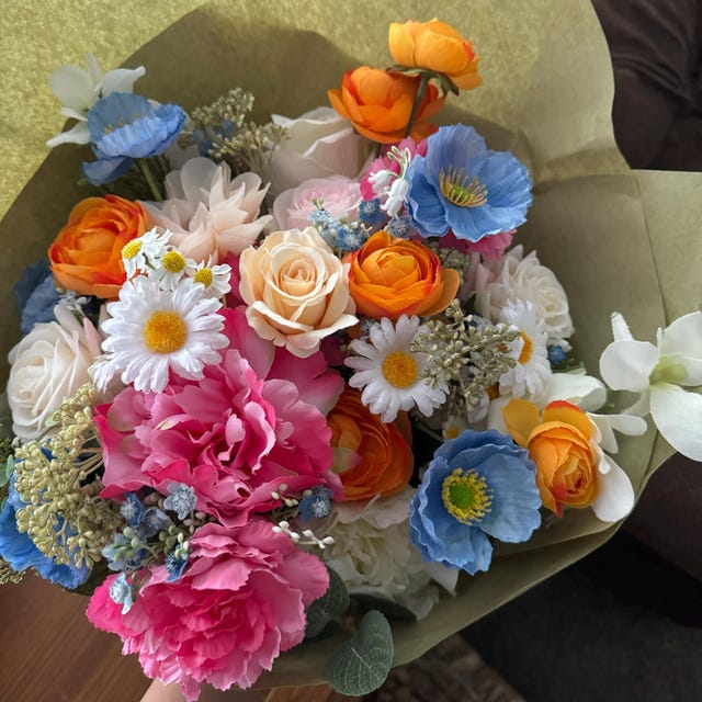 カラフルな造花ブーケ、シルクウェディングブーケ、より糸の茎 - Etsy 日本