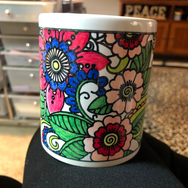Floral Drawing Coloring Single Line Drawing Infusible Ink Pen and Marker  SVG Mug Wrap Template for Use With Cricut Mug Press Flowers 