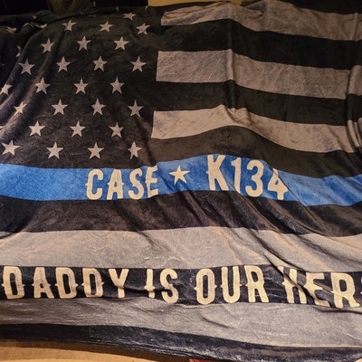 Personalized Thin Blue Line American Flag Fleece Blanket - Etsy