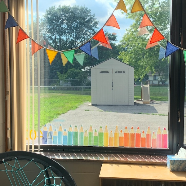 Window Decals Colored Pencils, Reusable Window Clings 6-set, Glass ...