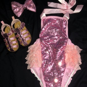 Baby Girl Pink 1st Birthday Outfit-pink Sequin Birthday-pink - Etsy