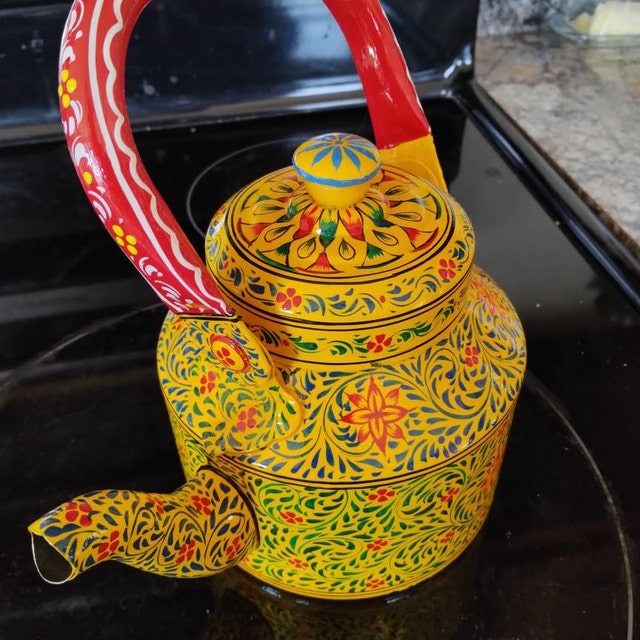 Masala Chai Indian Tea Kettle Hand Painted Tea Kettle Sunshine Tea Pot  Serving Teapots Tea Lover Gift Tea Party Favor Tea Brewer 