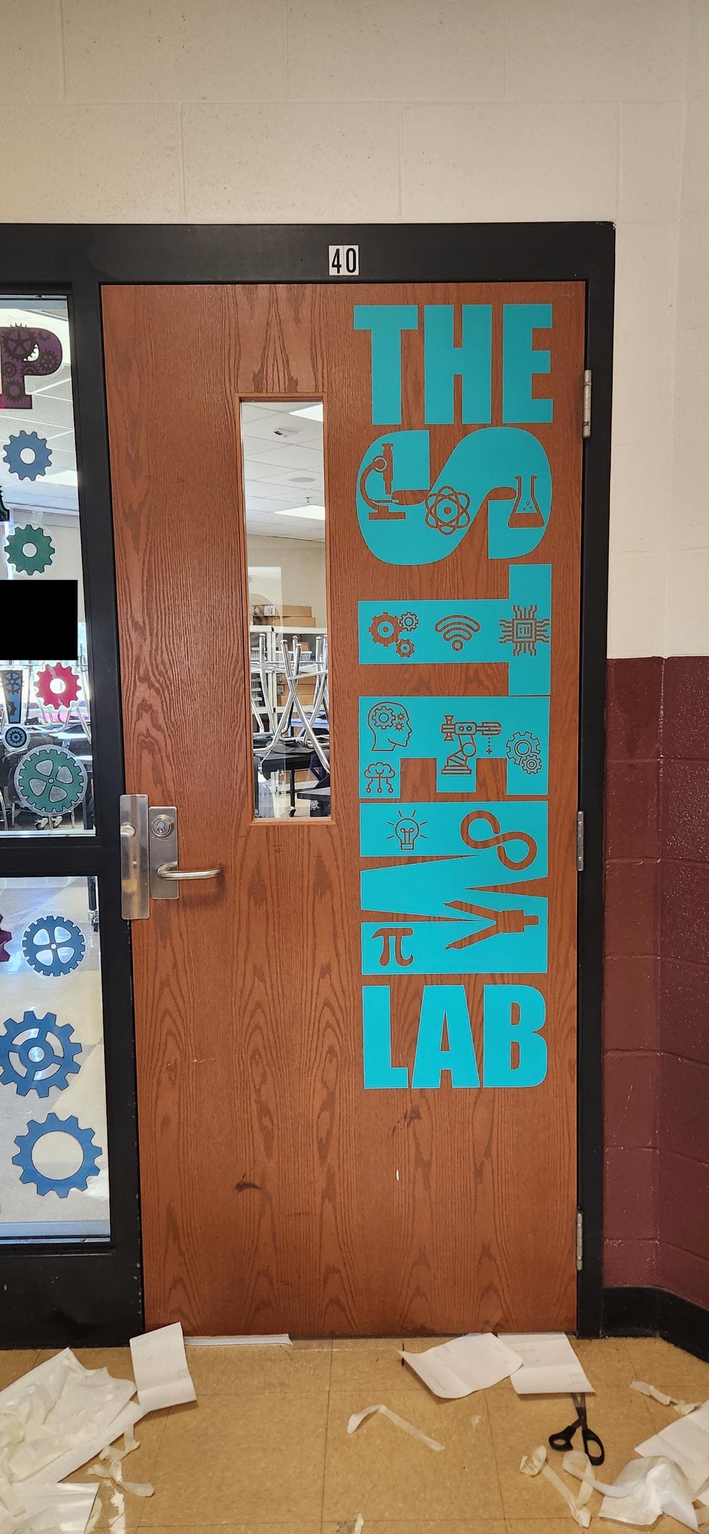 The STEM Lab, teacher decal, school classroom, vinyl wall decal, classroom wall decal, STEM Class, teacher door, Science, Technology, Math