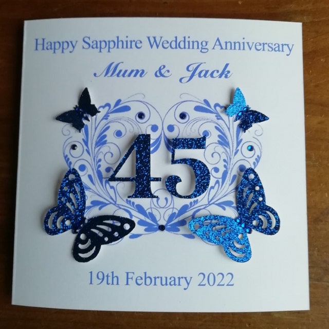 WHITE COTTON CARDS Handgefertigte Karte Zum 45. Jahrestag – 16x16 Cm, Mit Strass, Umschlag Inklusive