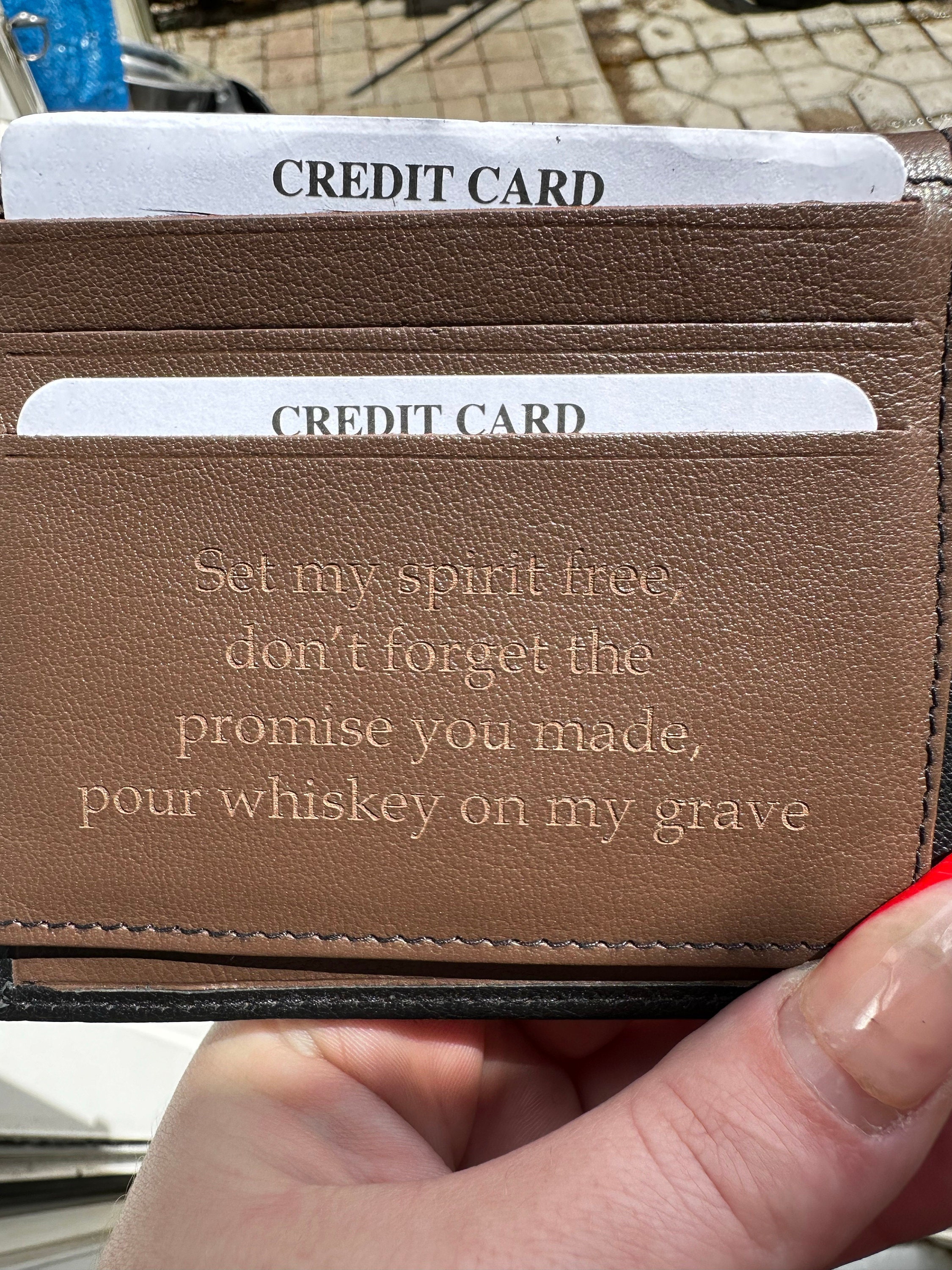 Personalised Engraved Men&#39;s Wallet, Genuine Soft Black Leather Wallet, Personalized Gift for Him, Boyfriend, Husband, Dad, Christmas Gift