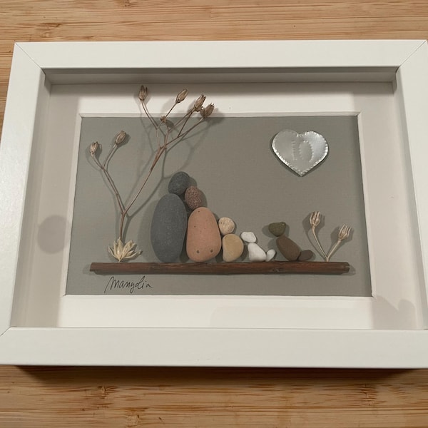 10th 10 Years Tin Wedding Anniversary Pebble Art Picture Married Couple ...