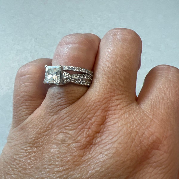 14K Solid Gold Moissanite Full Eternity Wedding Band Pave Wedding Band ...