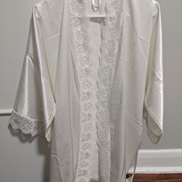 Km04-silk Satin Bridal White Ivory Robe, Dressing Gown, Personalized ...