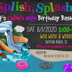Waterpark Birthday Party Invitation Water Slide Invitation Etsy 日本