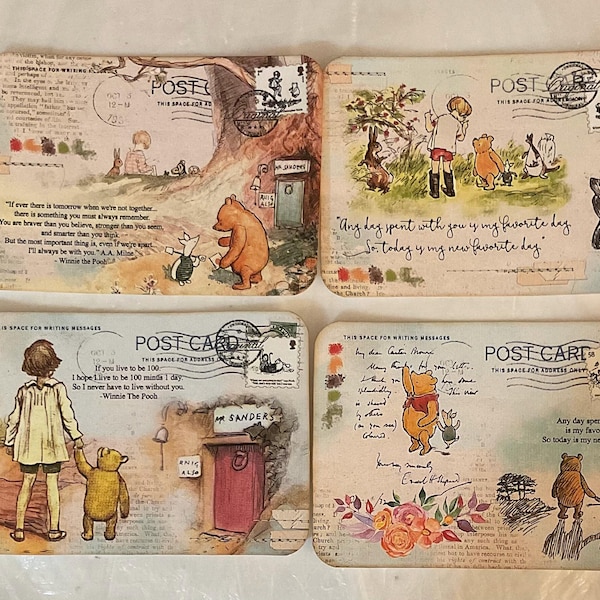 Winnie Posts Art Mail ~ Classic Winnie the Pooh Post Cards ~ Kids Post Cards ~ Card ...
