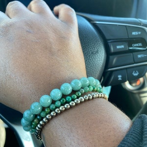 Green Burma Natural Jade Beads Bracelet With Gold Plated Feng Shui