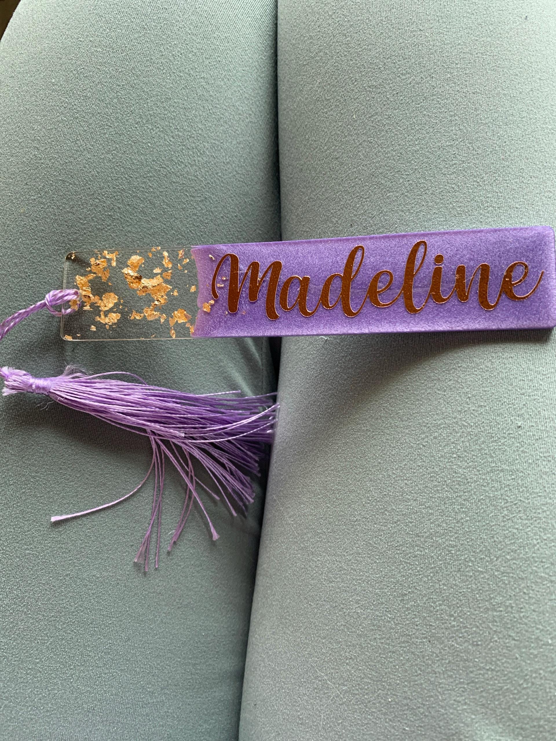 Personalized Gold and Silver Flake Resin Bookmark/Handmade Custom Name Bookmark