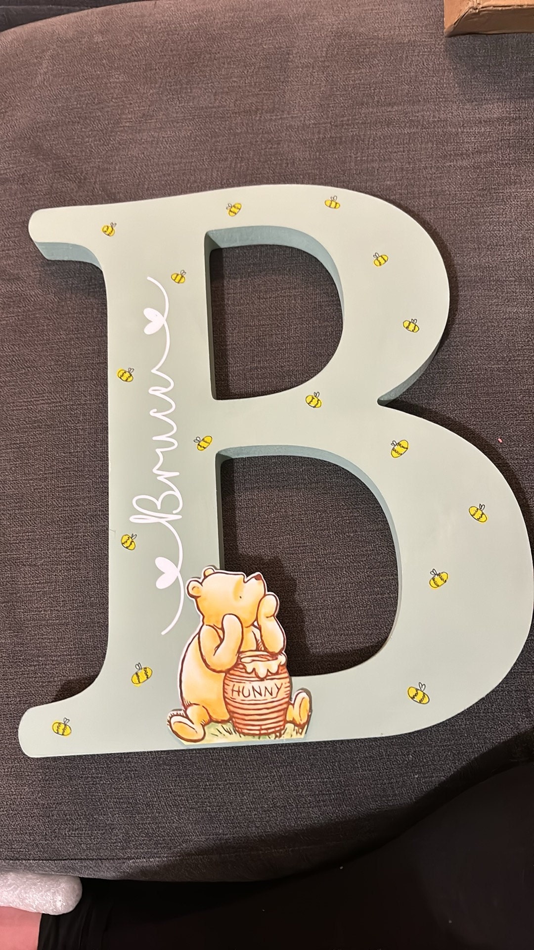 Personalized Wooden Letter, Handmade Wooden Freestanding Winnie the Pooh Letter Name, New Baby Gift Nursery Bedroom Decor Shelfie
