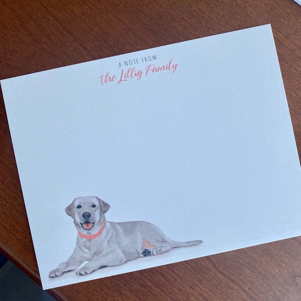 Lab Note Cards - Personalized Labrador Retriever Stationery - Flat ...