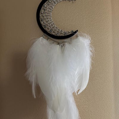 Black Crescent Moon Dream Catcher With Crystal - Etsy