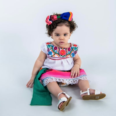 Baby Girl Mexican Outfit sarape Print. Cinco De Mayo Outfit. Sarape ...