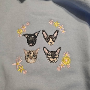 Mélanie's embroidered pet portrait purchase