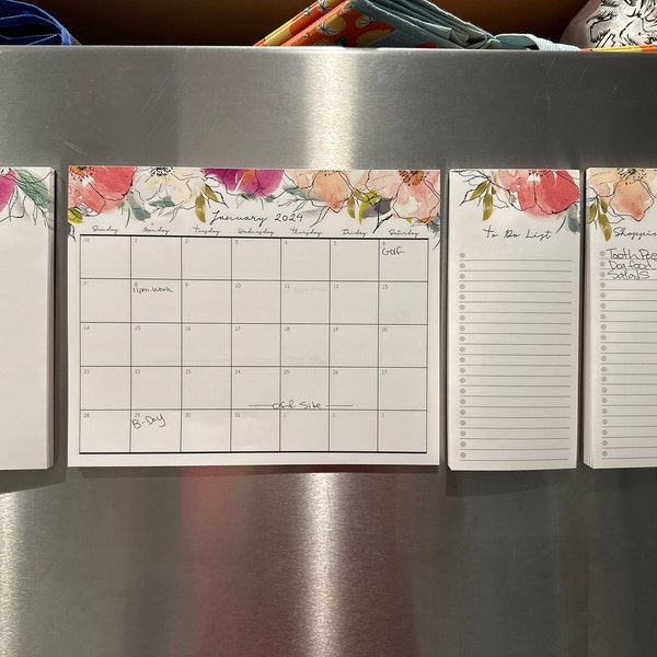 Pastel Garden Floral Notepad Set of 3 | Magnetic to Do List Desk Pad ...