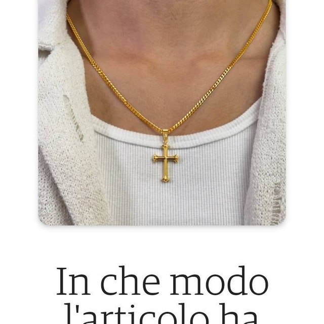 Set Collana E Ciondolo Croce Uomo In Acciaio Inox - Catena Maglia Cubana 24 Pollici