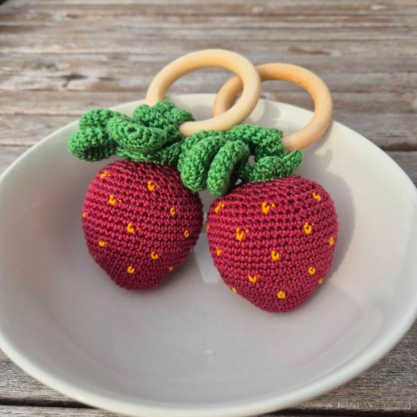 Strawberry Crochet Rattle Baby Toy Pattern PDF - Etsy