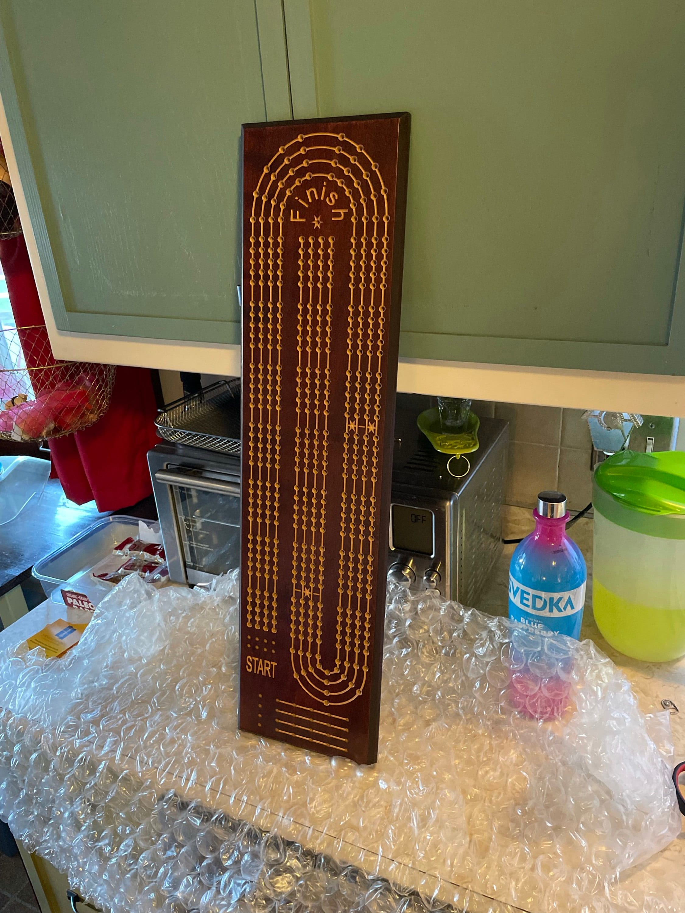 4 Person Extra Large Cribbage Board with Large Metal Pegs,   ***  FREE SHIPPING in Continental USA  ***