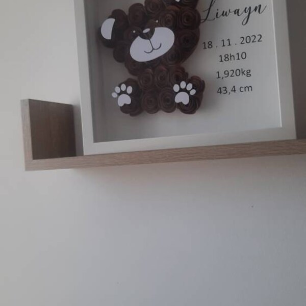Cadre Photo Personnalisé Annonce Naissance - Statistique Bébé Chambre Enfant Bois Acrylique