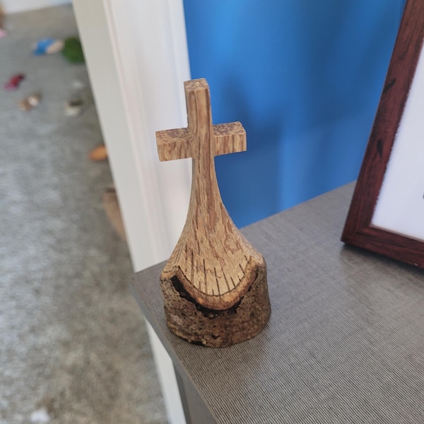 Hand-cut Wooden Cross | Unique Mixed Hardwood Decor | Live Edge & Clean ...