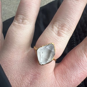 Customer photo from Juliet struble, Large Raw Herkimer Diamond Ring in Yellow Gold