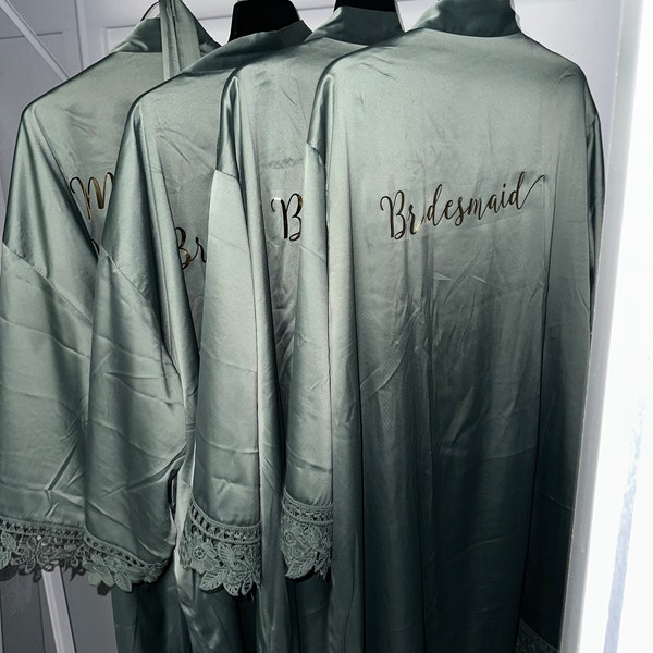 Silky Chunky Lace Robe, Personalized Bridesmaid Robes, Bridal Party ...